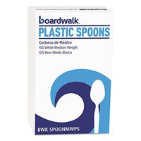 Boardwalk SPOONMWPSBX Mediumweight Polystyrene Cutlery Teaspoon White 100/Box