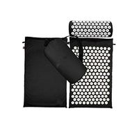 Acupressure Mat Pillow Set Back Body Acupuncture Cushion Mat Relieve Stress Tension Pain w/Carry Bag,Black