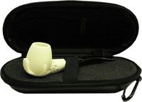 Miniature Meerschaum Pipe - HAND Holding SMOOTH BOWL w/ Zippered Case
