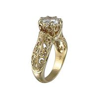 Kiyotoo Women Jewelry Rhinestone Flower Ring Natural Topaz Stone Crystal Engagement Ring Charm Gemstone Ring Royal Sparkles Ring for Women