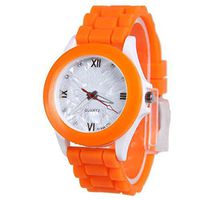 IEason,Women Silicone Rubber Jelly Gel Quartz Casual Sports Wrist Watch (Orange)