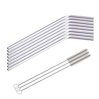 Usstore Cleaning Brushes 8 Pcs Stainless Steel Metal Drinking Straw Reusable Straws + 3 Cleaner Brush Kit