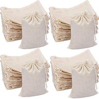 400 Pieces Cotton Muslin Bags Cotton Drawstring Pouch Gift Bags with Drawstring for Party Supplies Daily Use (6 by 4 Inch)