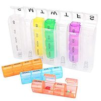 Bidiri Large Storage Push Button Pill Organizer Box - Single Compartment Weekly 7 Day 4 Times Pill Container for Medicine/Vitamin/Supplements (Pop-Up)