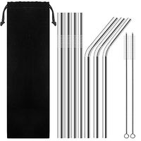 7 Pack Stainless Steel Wide Drinking Straws, 9.9" and 10.5" Long, SENHAI Metal Reusable Straws for Smoothie Cold Beverage - (0.24", 0.31", 0.35", 0.47" Diameter)
