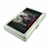 Cigarette Case with Built in Lighter Funny Smoking Ape Monkey Animal S7 Smoking King Size Cigarettes Silver Metal Wallet 4" X 2.75" RFID Protection Hilarious