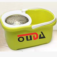 OUDA Mop Wringers Upgraded Stainless Steel Deluxe 360 Spin Mop & Bucket Floor Cleaning System Included EasyPress Handle