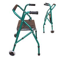 HMHD Portable Walker Rollator-Lightweight Foldable Medical Rolling Walker with Seat/4 Wheels/Brakes-Lightweight Mobility Rollator for Adult/Elderly-Drive Transport Walker,Standard Walking Aid