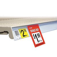 48" L UPC Ticket Channel Label Holder Strip for Gondola Shelf with Sign Holding Grip, White, 20 Pack