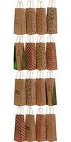 Kraft Holiday Wine Gift Bags, foil hot-Stamp Designs, 2 Packs of 8 Bottle Bags in Assorted Christmas Prints; Set of 16 Bags (Style 1)