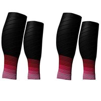 (2 Pairs) Compression Calf Sleeves Men & Women (20-30mmhg) - Best Footless Compression Socks Shin Splints, Running, Leg Pain, Nurses & Maternity Pregnancy - Increase Blood Circulation (Black & Red)