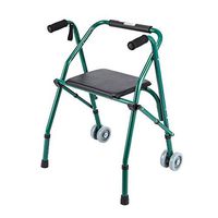 Luckya Elderly Walker Four-Legged Crutches Rehabilitation Walking Frame with Seat Plate Non-Slip Walking Stick with Hospital
