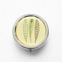 RhyNSky Colorful Light Feather Mini Portable Pocket Pill Box Case Holder for Purse, 3 Compartments, Silvery, FS596