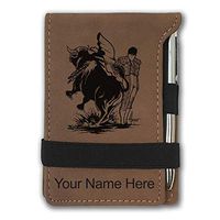 Mini Notepad, Bullfighter, Personalized Engraving Included (Dark Brown)