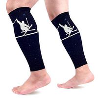 Ski Heartbeat Line Calf Compression Sleeves for Men and Women Graduated Compression Socks for Running Cycling 1 Pair