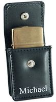 Personalized Visol Black Leather Belted Square Lighter Pouch with Free Laser Engraving
