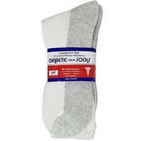 Debra Weitzner Diabetic Socks Mens Womens Non-Binding Cushion Socks Reinforced Heel Cotton 6 Pack Crew White/Grey Sole 10-13