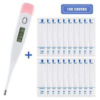 Digital Oral Armpit Rectal Thermometer with 100 Pack Disposable Probe Covers, for Baby Kids and Adult -Accurate and Fast Readings with Fever Indicator - (Color Random)
