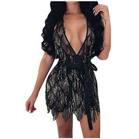 Sunhusing Women's Sexy Deep V-Neck Glitter Tassel Bandage Ribbon Bowknot Lace-Up Backless Party Short Dress(Black,XL)