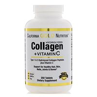 California Gold Nutrition, Hydrolyzed Collagen Peptides + Vitamin C, Type 1 & 3, 6,000 mg, 250 Tablets, Egg-Free, Fish-Free, Gluten-Free, Milk-Free, Peanut Free, Shellfish Free, Soy-Free, CGN