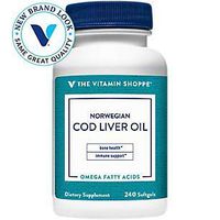 The Vitamin Shoppe Norwegian Cod Liver Oil, Natural Rich Source of Vitamins A D, Natural Source of Omega3s, Supports Heart Brain Health (240 Softgels)