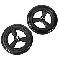 Caster Solid Rubber Front Wheel Replacement for Hi-Fortune Wheelchairs, Black, 8 inches by 1 inch, Set of 2, for Many Standard Rollators, Walking Frames and More