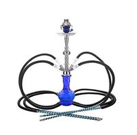 New 4 hose 22" Blue Hookah shisha nargila hookas smoking pipe glass water Vase