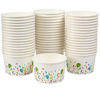 Jomart Paper Ice Cream Cups - 50 Disposable Sundae Bowls for Ice Cream Bar, Soup, Yogurt - No Leak 8 Ounce Containers for Hot or Cold Foods - Cup or Bowl for Parties, Gatherings - Party Supplies