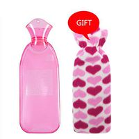 500ML 1000ML 2Sizes Available Long Style PVC Hot Water Bottle Hot Water Bag for Pain Cold with Cover Large Size (Color : Dark Pink, Size : 500ML)