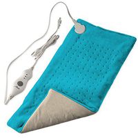 XL Heating Pad for Back Pain w/Auto Off | Ultra-Fast Heating | Extra Large Dry Electric Heat Therapy Wrap | Plush Hot Pad for Back, Neck, Shoulders, Abdomen, Arm, Legs, More (12” x 24”) (Blue)