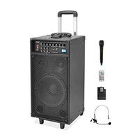 Pyle Pro 800 Watt Outdoor Portable Wireless PA Loud speaker - 10'' Subwoofer Sound System with Charge Dock, Rechargeable Battery, Radio, USB / SD Reader, Microphone, Remote, Wheels - PWMA1090UI