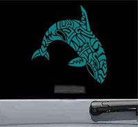 JS Artworks Tribal orca Whale Vinyl Decal Sticker (Teal)