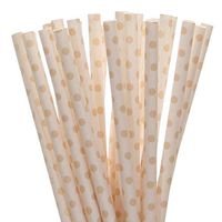 Peach Small Polka Dot Paper Straws (100)