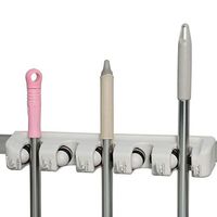 Eyesonme 5 slots Wall Mounted Non Slide Broom Mop Holder Kitchen Home Storage Bathroom Hanger