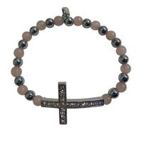 Magnetic Bangle Bracelet with Side Ways Cross Pink