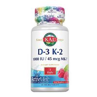 Kal 1000 Iu D-3 & K2 Tablets, Raspberry, 60 Count