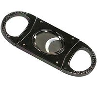 Prestige Import Group Large 64 Ring Gauge Ridged Edge Finger Grips Guillotine Cigar Cutter - Color: Gun Metal Gray