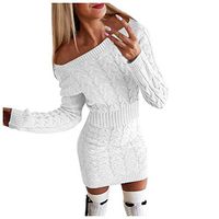 Jocund Women's Christmas Dress Lovely Snowflake Printed Sweater Dress Long Sleeve Turtleneck Tops