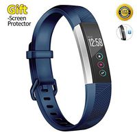 JOMOQ Replacement Bands Compatible for Alta/Alta HR, Soft Customised Waterproof Adjustable Sport Rubber Smartwatch Fitness Replacement Strap Wristbands Small Large (Navy Blue, Small)