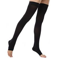 KoolFree Microfiber Compression ThighHigh Socks Open Toe 23-32mmHg (XXXL, black