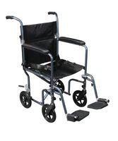 Drive Medical Flyweight Lightweight Transport Wheelchair with Removable Wheels, Blue, 19"