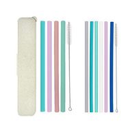 [10pcs] food grade silicone straw reusable straw, 6 regular straws, 4 smoothie straws, milkshake straws, FDA, BPA free, with cleaning brush,Straw storage box