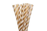 Shinny Foil Paper Straws (gold foil striped, 50)