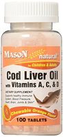 Mason Natural Cod Liver Oil, Chewable Tablets, Orange, 100 ea