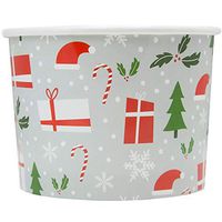 [50 Count] Christmas Paper Ice Cream Cups - 8 oz Holiday Dessert Bowls Perfect For Yummy Treats! Many Colors & Sizes to Make Your Party Amazing! Frozen Dessert Supplies