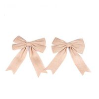 OULII 2pcs Jute Bowknot Burlap Christmas Decorative Bowknot Christmas Tree Topper Bow Wedding Bowknot Decoration(Flaxen)