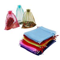 HRX Package 100pcs Organza Drawstring Bags Mixed Color, 6.5 x 8.9 inches Christmas Wedding Shower Party Favors Gift Mesh Bags Pouches for Jewelry Makeup