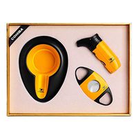 CIGARLOONG Cigar Ashtray Set with Cigar Cutter and Cigar Lighter for Cigar Gift Set(Color:Orange)