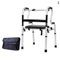 PMent YC8307, Standard Walking Aid for The Elderly, 4 Legs with Leather Waterproof Soft Seat, Foldable and Adjustable, Suitable for Disabled/Cerebral Infarction, Thick Aluminum Alloy Material, Porta