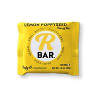 RBar Whole Food Plant Based Lemon Poppyseed Energy Bar - Soft Dairy & Gluten Free Snacks, Vegan Protein Bar Tart - 6 Healthy Ingredients (10 Pack)